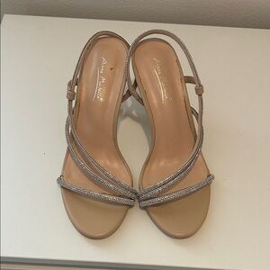 Anne Michelle Beige and Silver Strappy Sandals